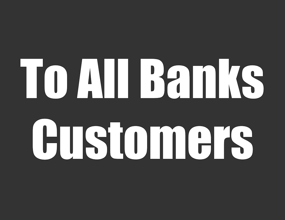 To All Banks Water Customers