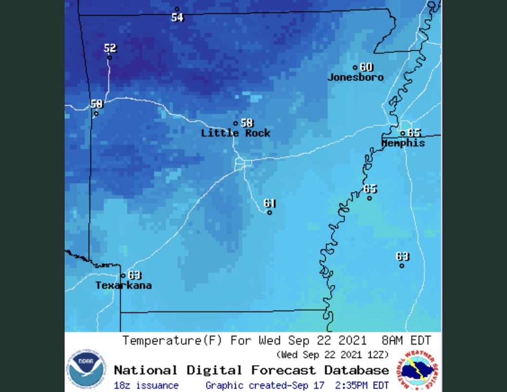 First fall temperatures expected in South Arkansas Wednesday