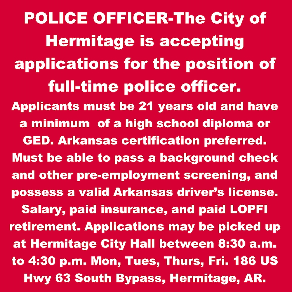 Hermitage accepting applications for full-time police officer