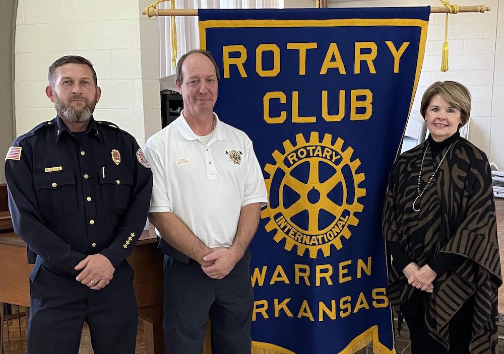New Warren Fire Chief Chuck Moore speaks to Warren Rotary