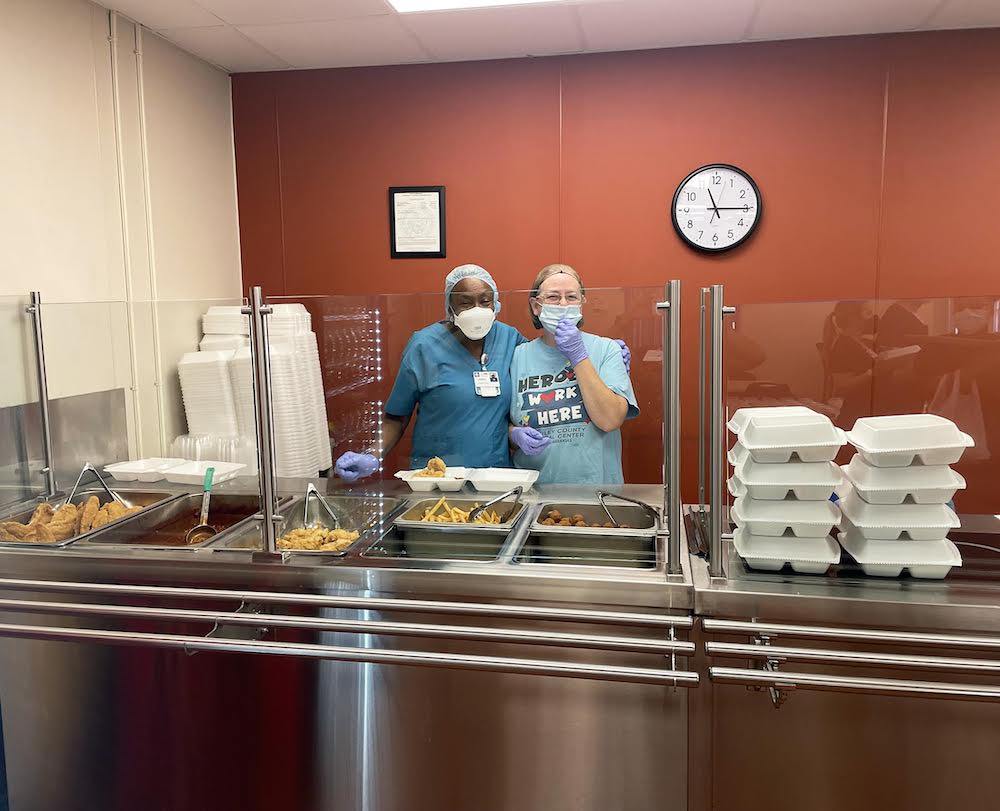 BCMC Staff served donut breakfast and fish and chicken lunch Friday to round out Hospital Week