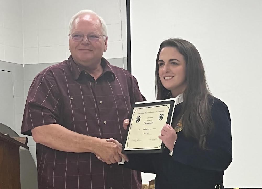 Ericca Corker receives 4-H Scott Tractor Scholarship