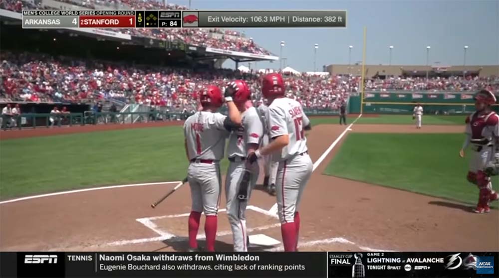 Noland, Hogs cruise by Cardinal in CWS Opener(Video Highlights Included)