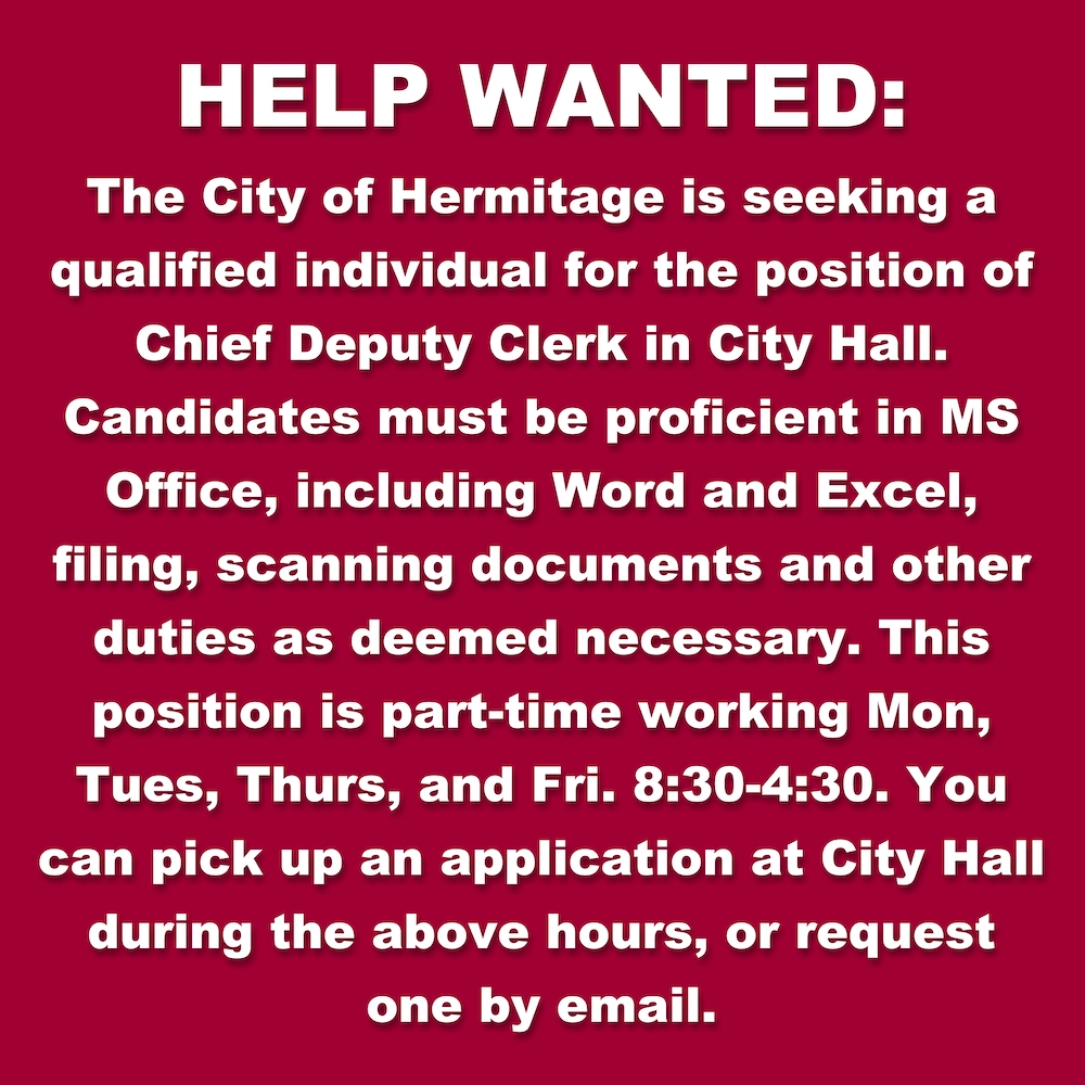 City of Hermitage-Help Wanted