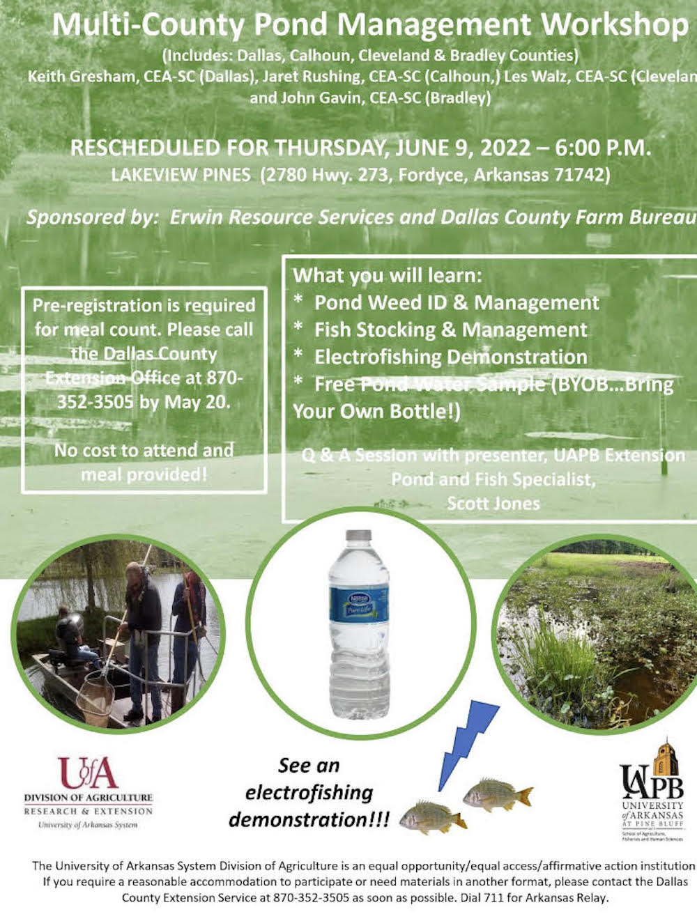 Pond Management workshop set for June 9