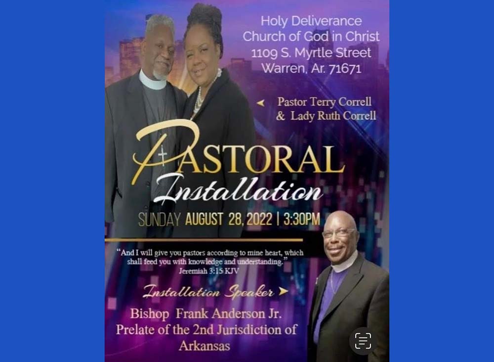 Elder Terry Correll to be installed as Holy Deliverance COGIC pastor August 28
