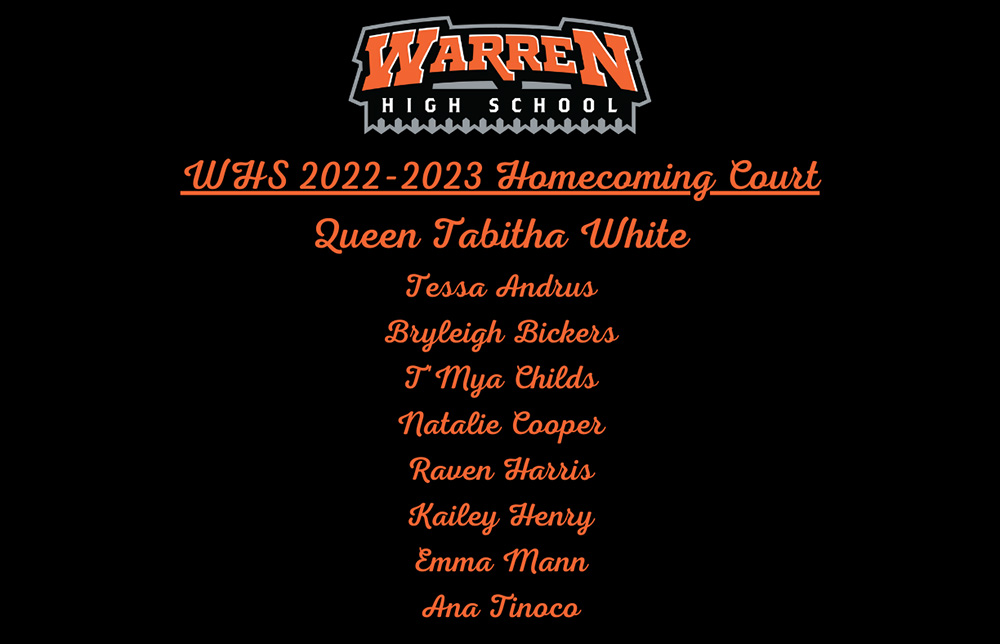 2022 WHS Homecoming Court announced, led by Queen Tabitha White