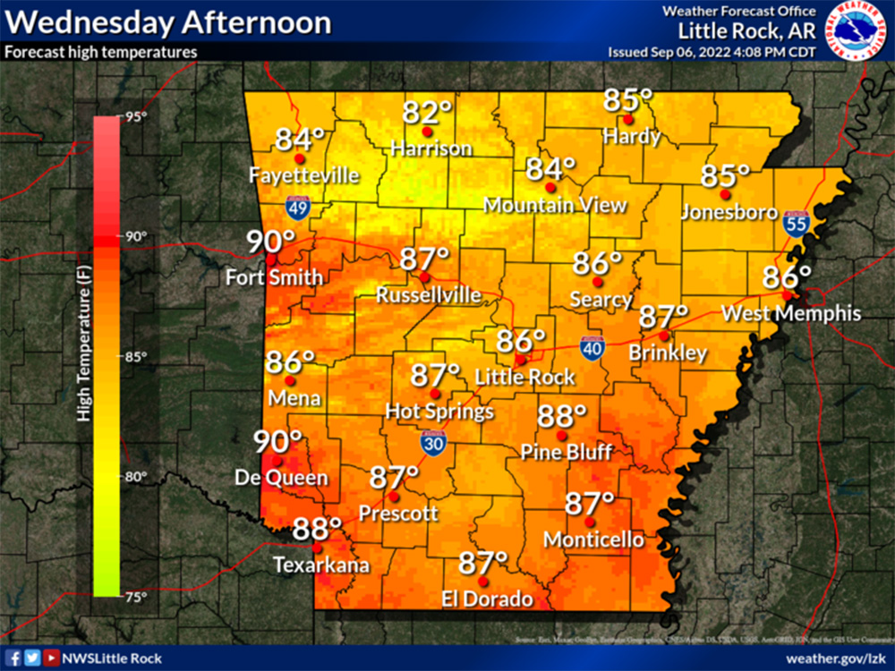 Highs to climb into the upper 80s the next few days