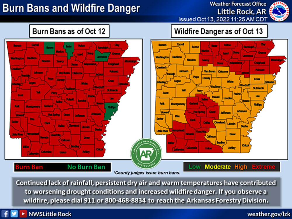 Wildfire danger still high, and burn bans remain in place/plus forecast