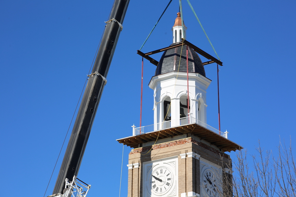 Courthouse bell tower in place, more work to come