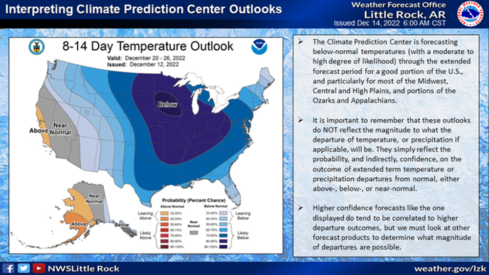 Below average temperatures could be on the way