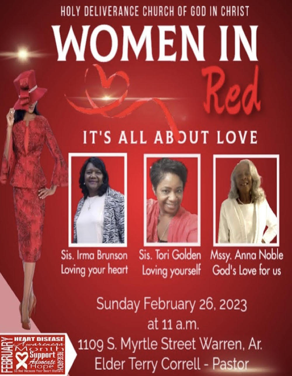 Women In Red event being held February 26 at Holy Deliverance COGIC