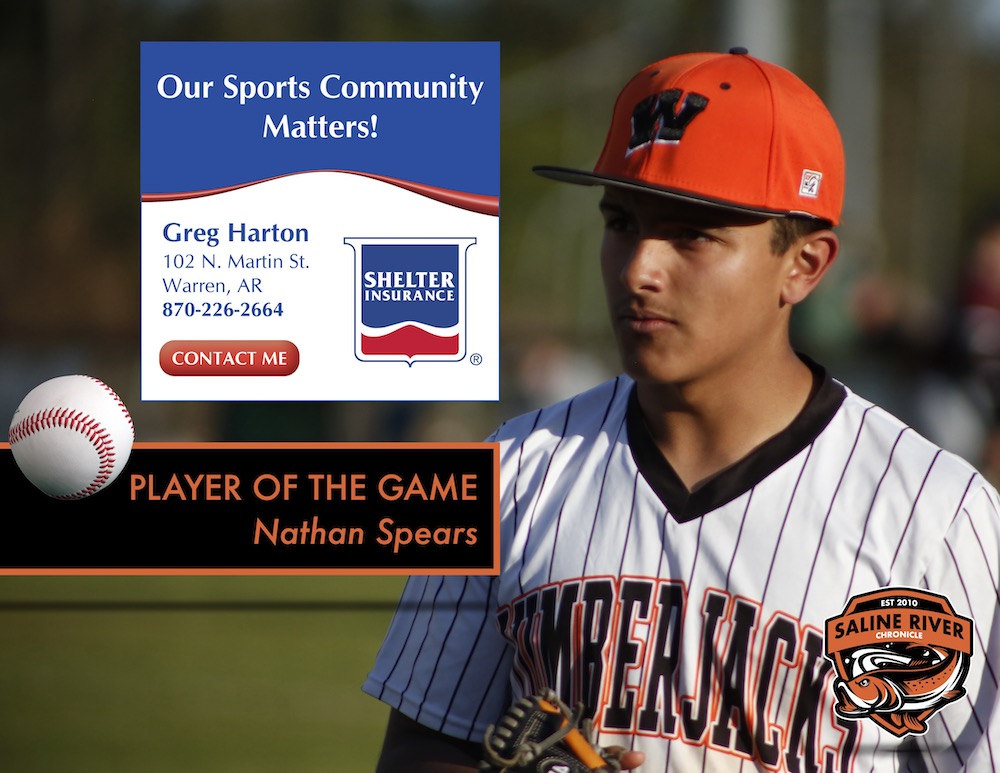 Nathan Spears named Greg Harton Shelter Insurance Player of the Game in Warren game at Hamburg