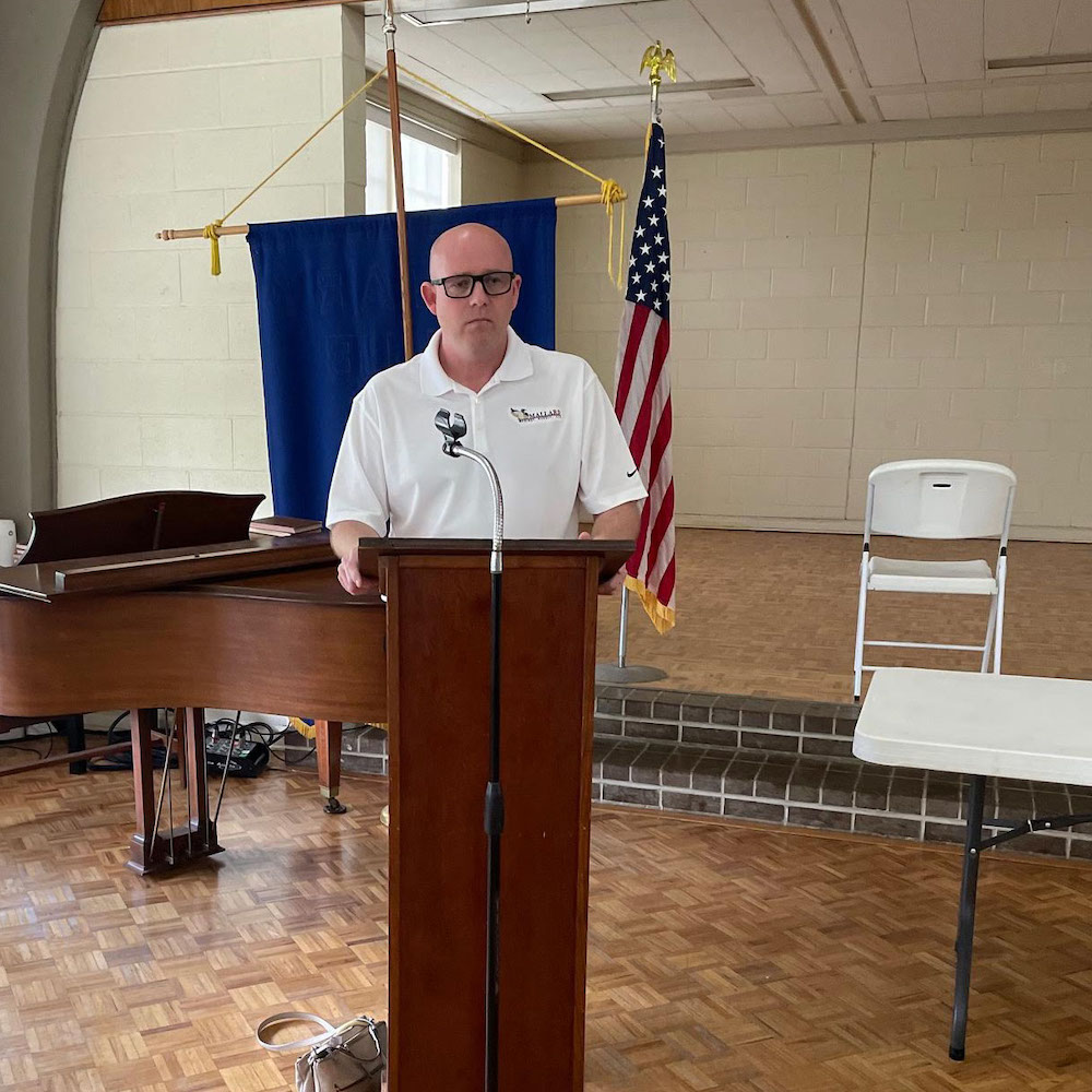 State Representative Jeff Wardlaw speaks to BC Retired Teachers and Employees