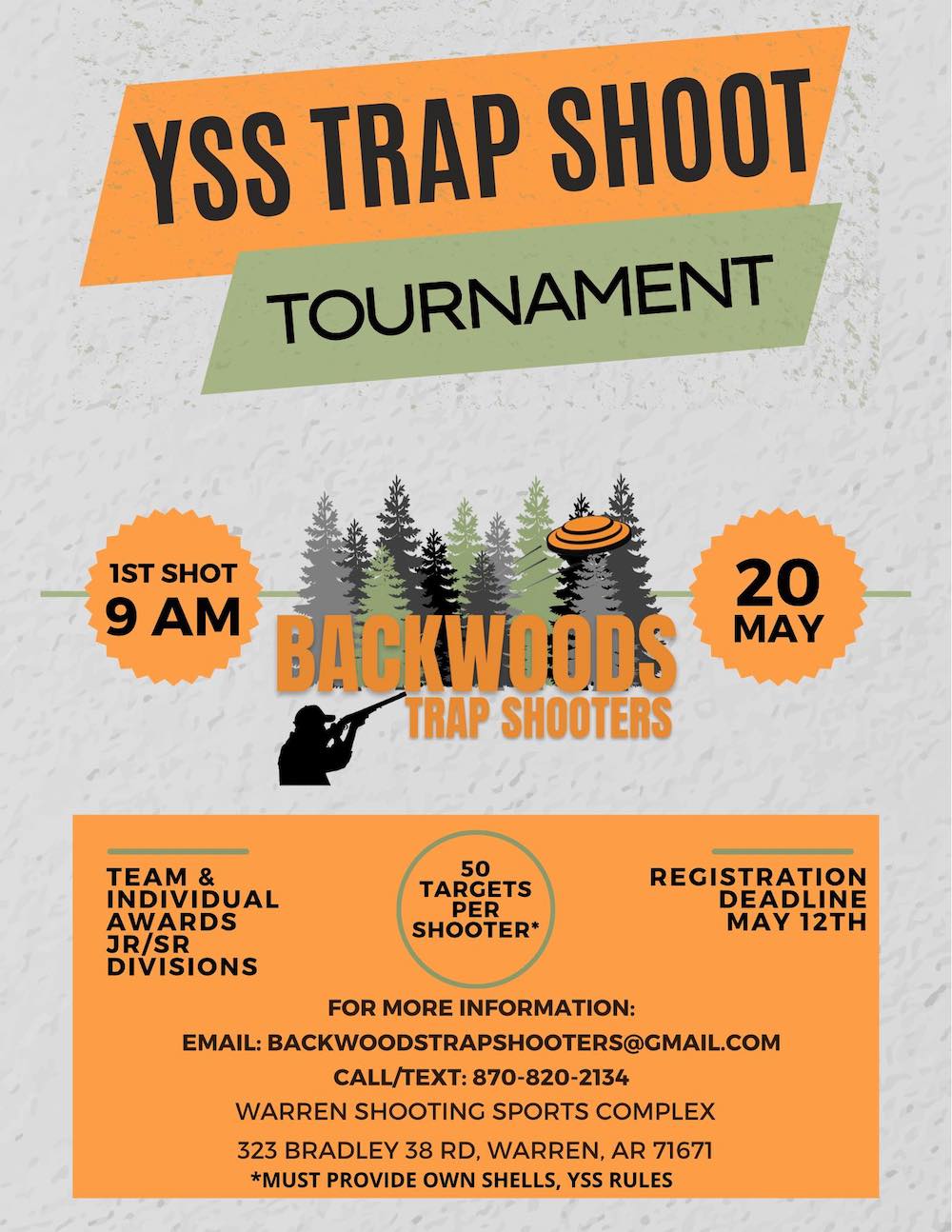 Backwoods Trap Shooters hosting trap tournament May 20