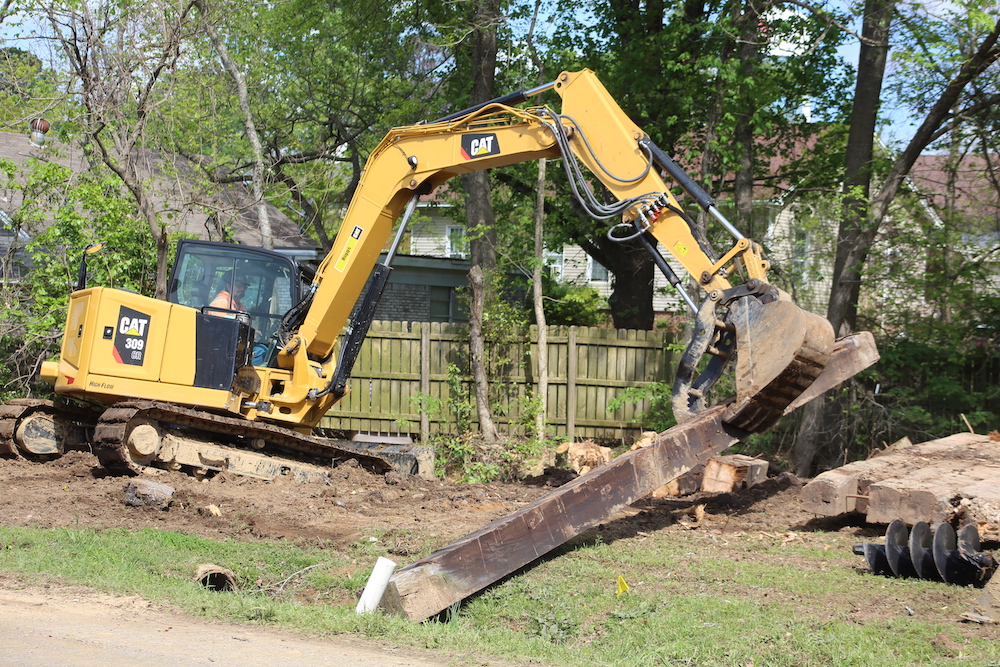 Repairs being made to sewer line over the Town Branch