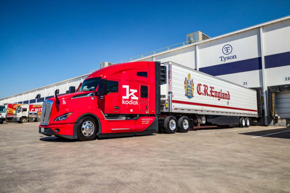 Tyson Foods and C.R. England work with Kodiak Robotics to utilize self-driving trucks to haul time-sensitive and refrigerated freight