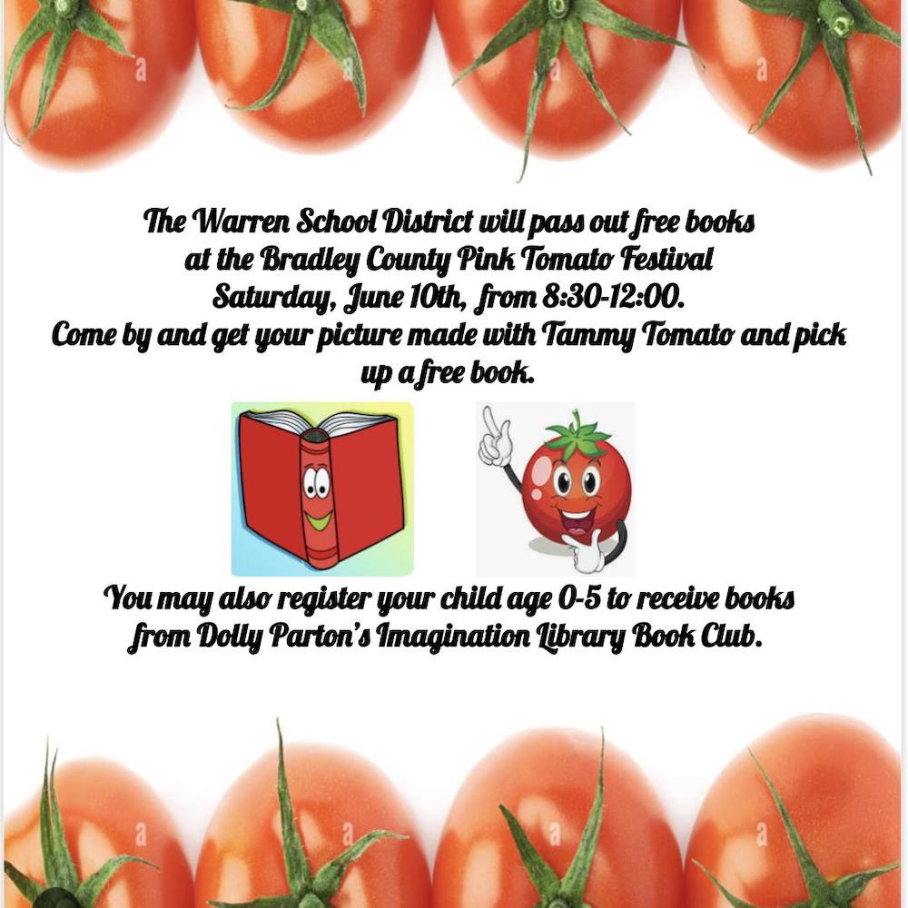 Free books coming to the Bradley County Pink Tomato Festival