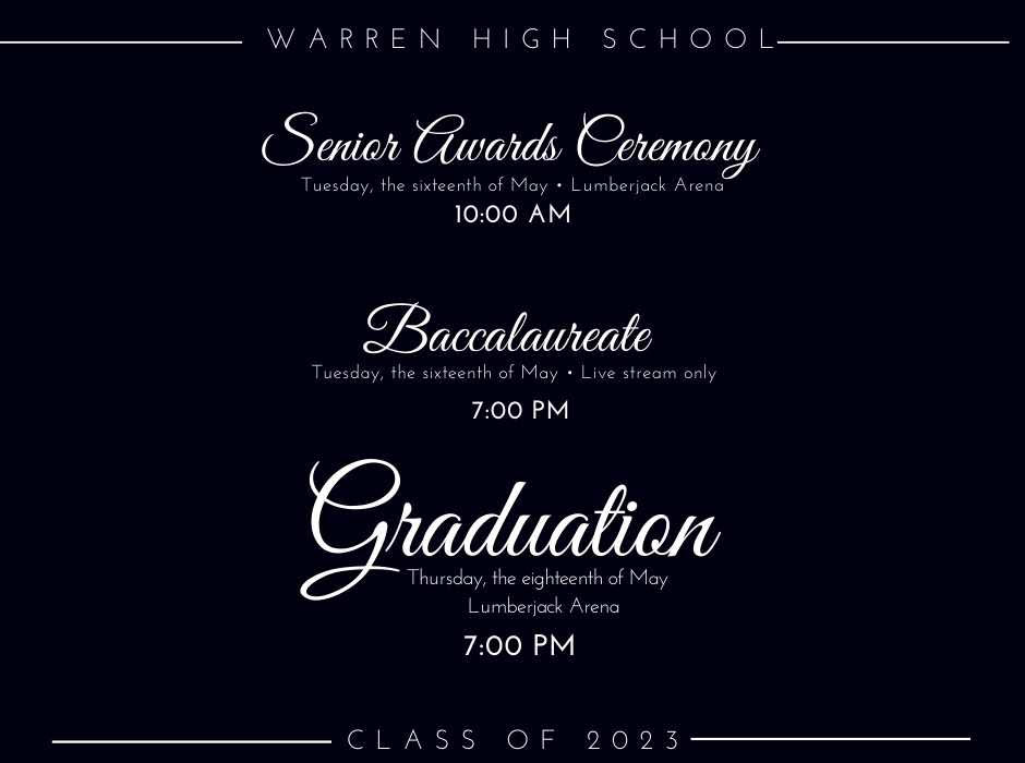Warren High School graduation set for May 18