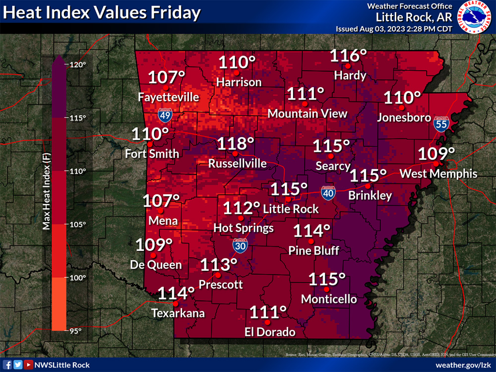 Friday heat index to come close to 115