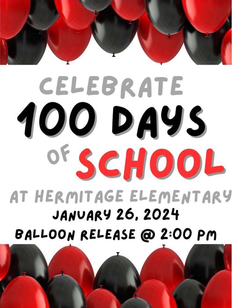 Parents invited to Hermitage Elementary’s 100th Day of School event