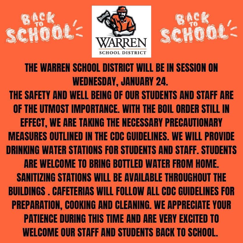 Warren Schools back in session Wednesday