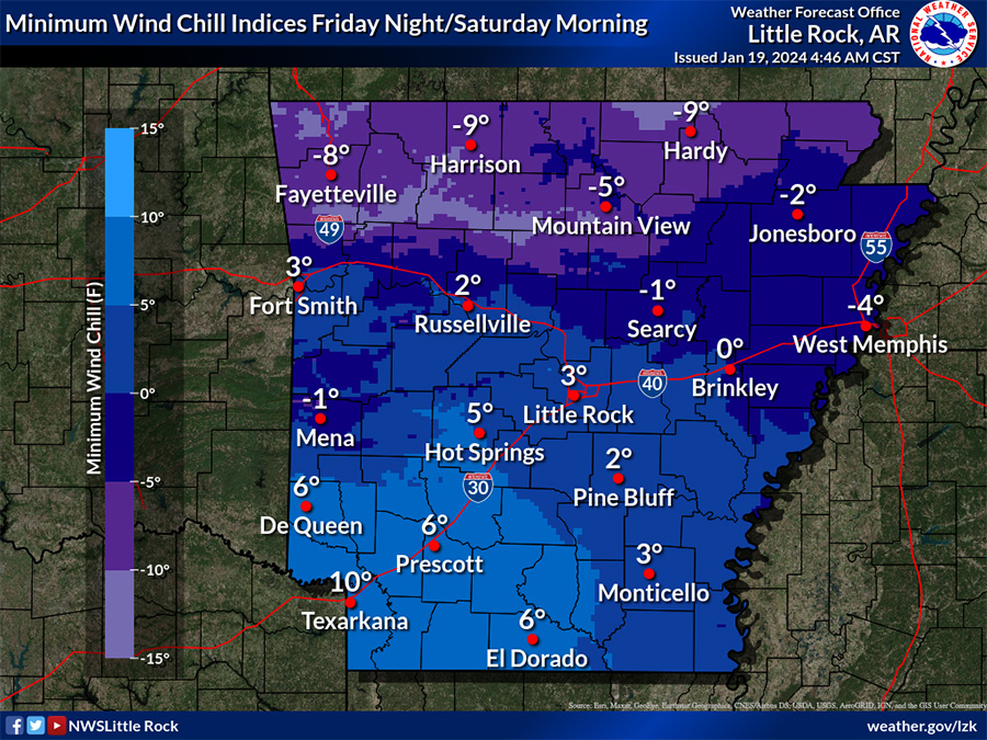 Wind chill to drop as low as 4 Saturday morning