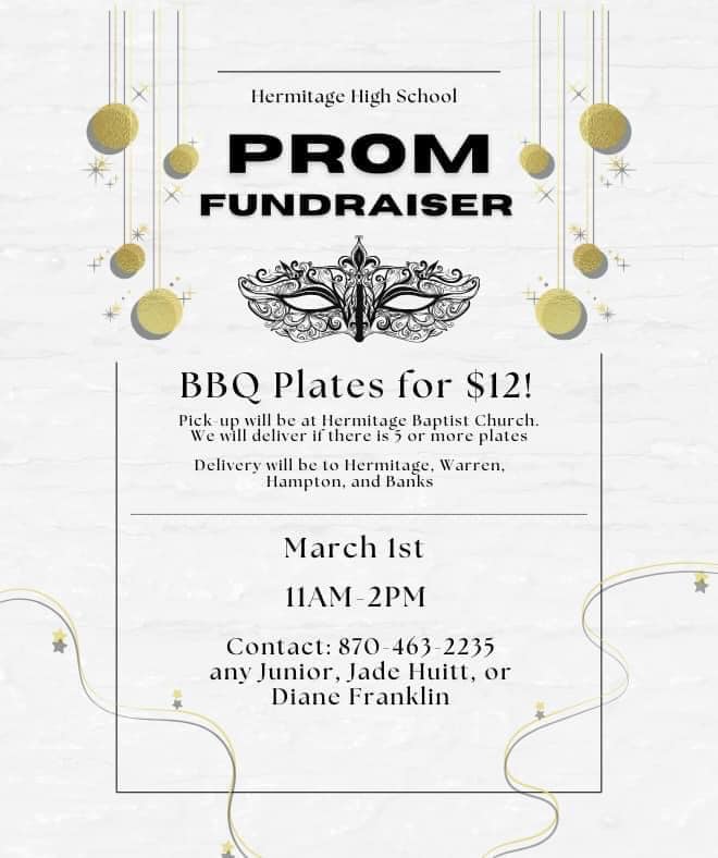 Help support Hermitage Prom by purchasing BBQ Plate
