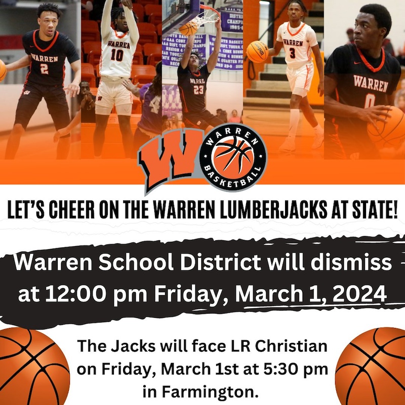 Warren Schools to dismiss at noon Friday to give fans the chance to get to Farmington for Jacks’ State Tournament game