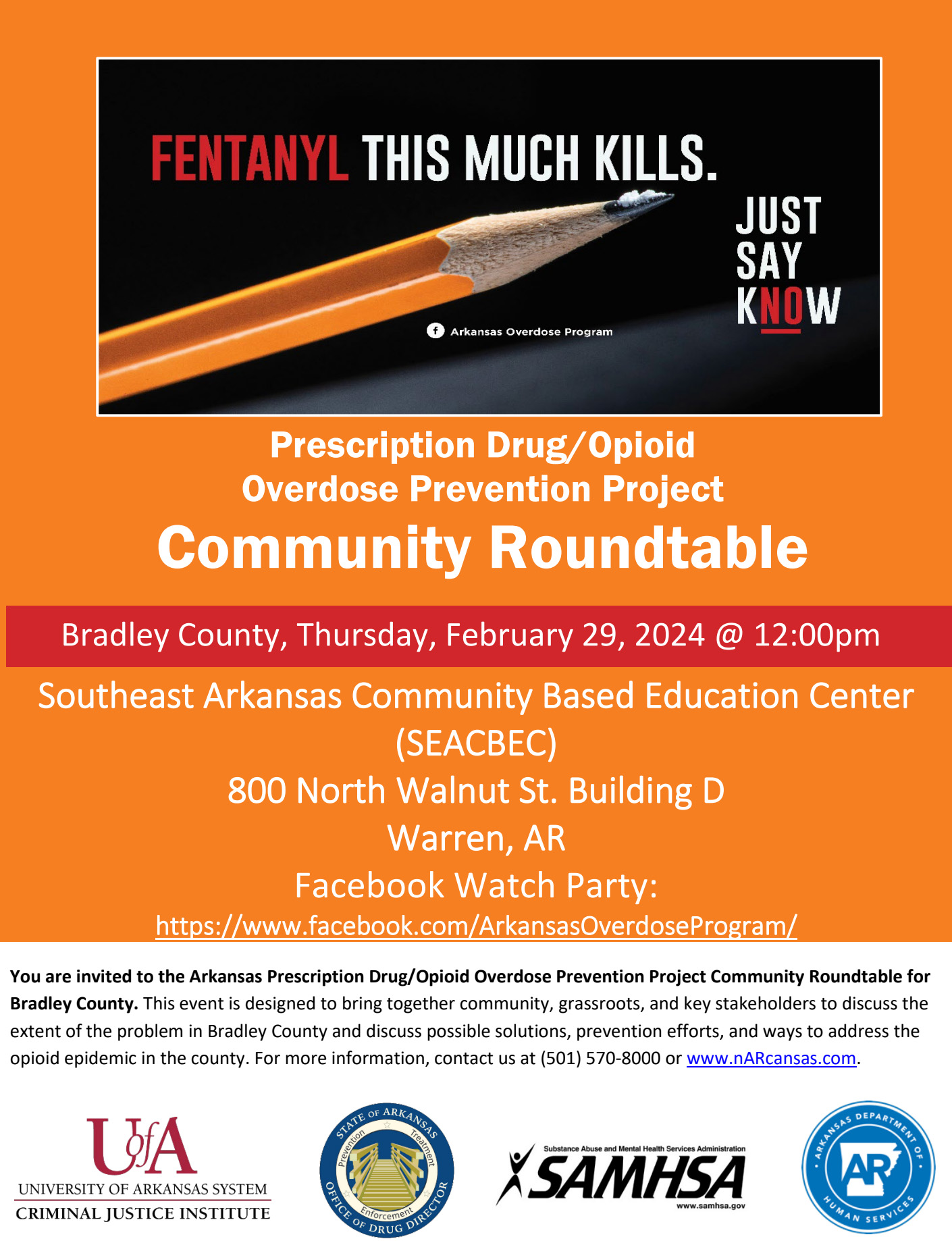 Prescription drug/opioid overdose community roundtable event for Bradley County set for Feb 29