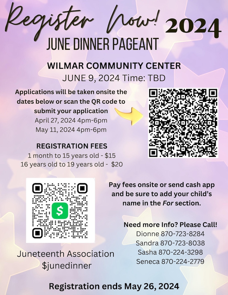 Register now for the June Dinner Pageant at the Wilmar Community Center